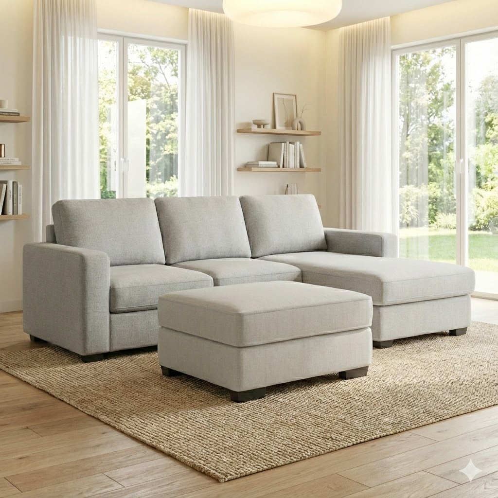 NZ Made Kiwi Comfort 3 Seater with Chaise Corner Sofa