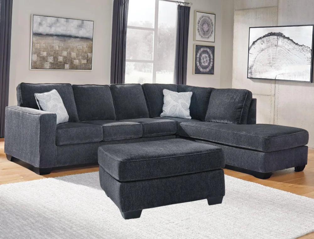 Kiwi Comfort Nz Made 4-Seater Corner Sofa With Chaise Charcoal 4 Seater & Ottoman