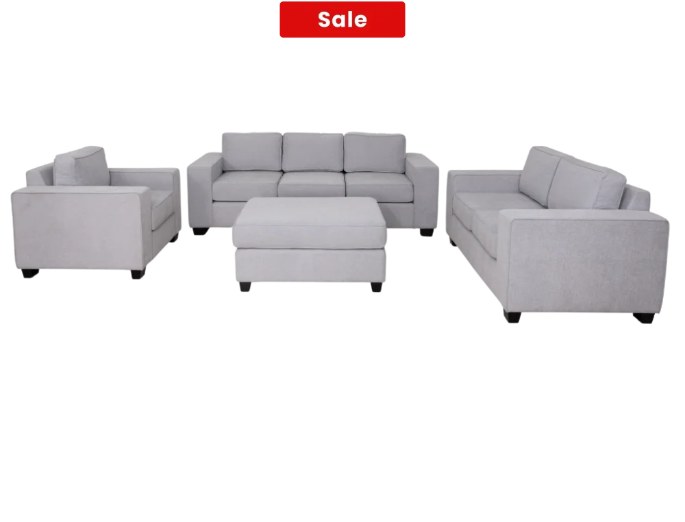 Kiwi Comfort NZ Made Lounge Suites –Burwood Mist 3 + 2 + 1 Seater Ottoman