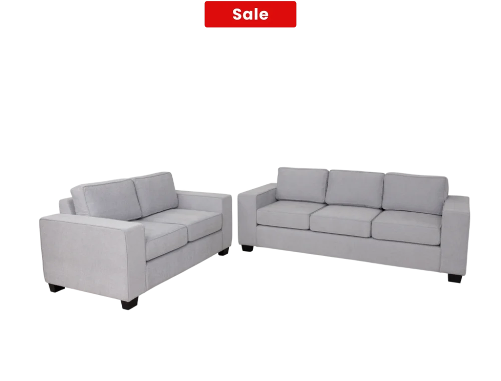 Kiwi Comfort NZ Made Lounge Suites –Burwood Mist 3 + 2 Seater