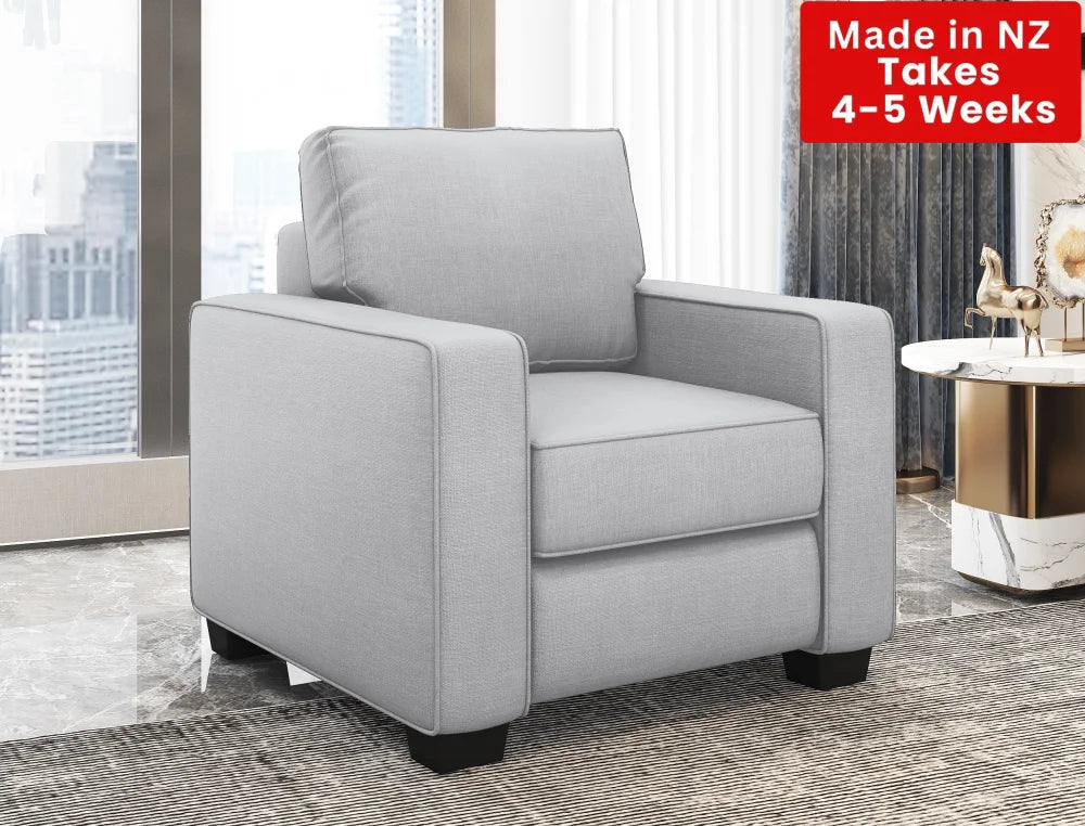 Kiwi Comfort Nz Made Lounge Suites –Burwood Mist Collection: Pre-Order Sofa Chair