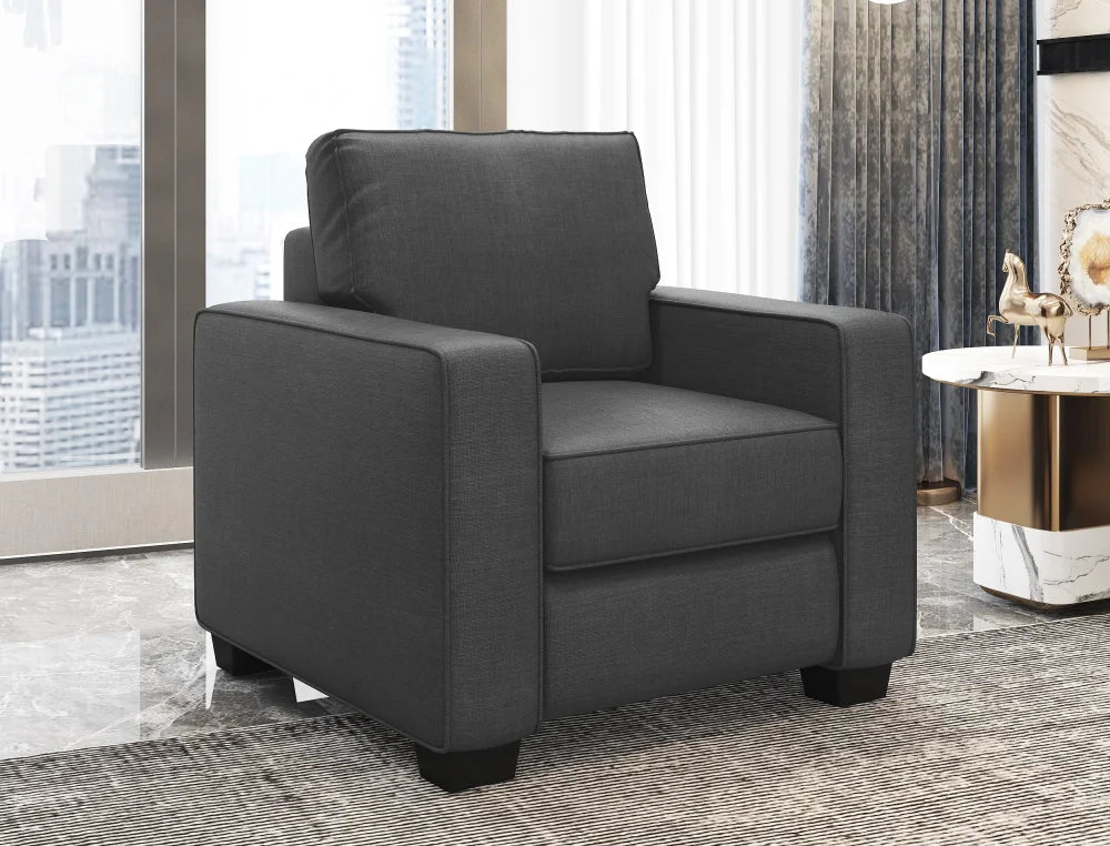 Kiwi Comfort Nz Made Lounge Suites – Burwood Pewter Collection: Pre-Order Sofa Chair