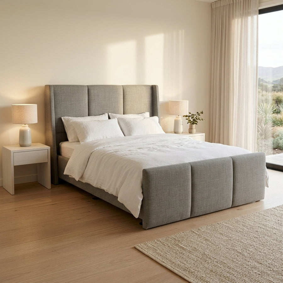 Lifestyle render - NZ Made Cascade Bed Frame + Venus Medium Mattress — Bed Bundle