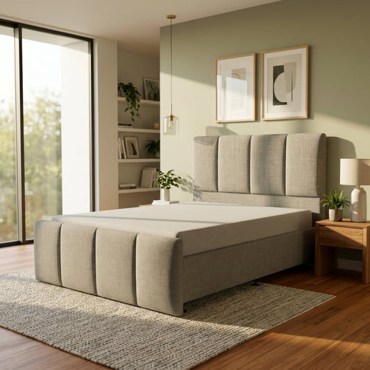NZ Made Napbox Bed Frame + Venus Medium Mattress — Bed Bundle in room setting