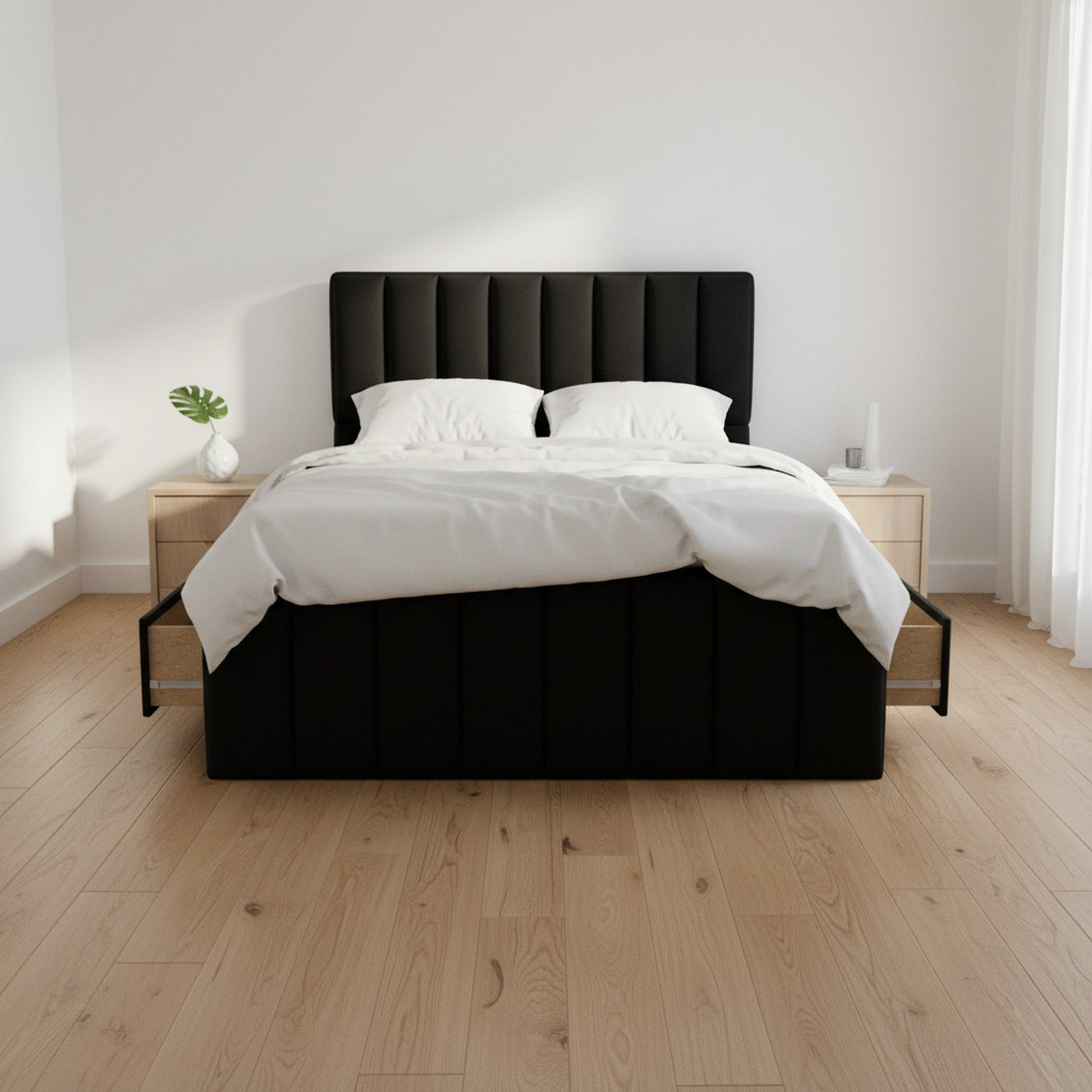 NZ Made Wave Plus Bed Frame With Drawers + Bliss Max Medium Mattress