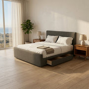 Lifestyle render - NZ Made Aura Plus Bed Frame With Drawers