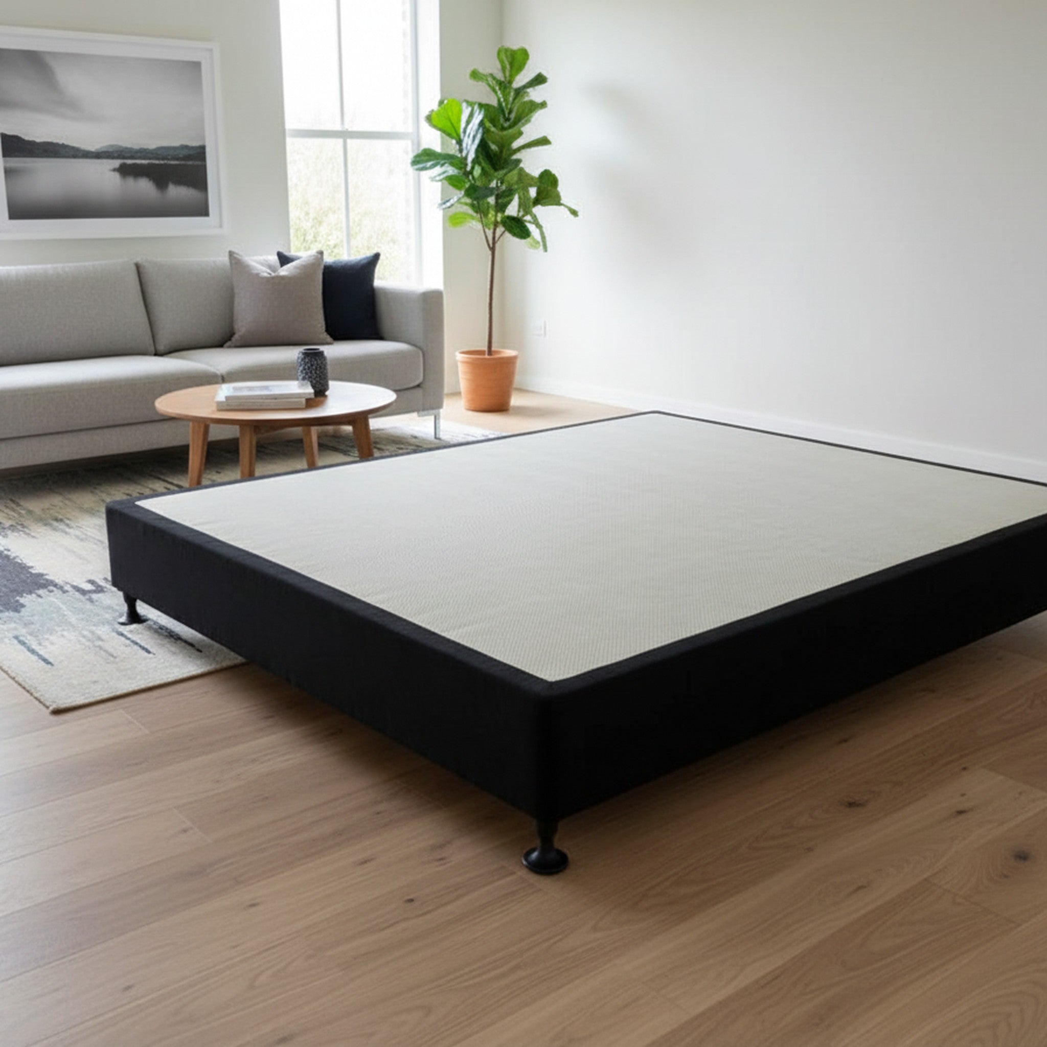 Flexi Bed Base in a Box-Black Velvet Queen - Floor model