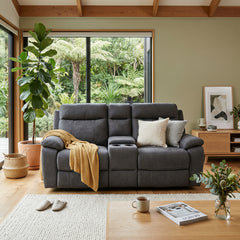 Lush Recliner 3 Seater with Cup Holder Dark Grey