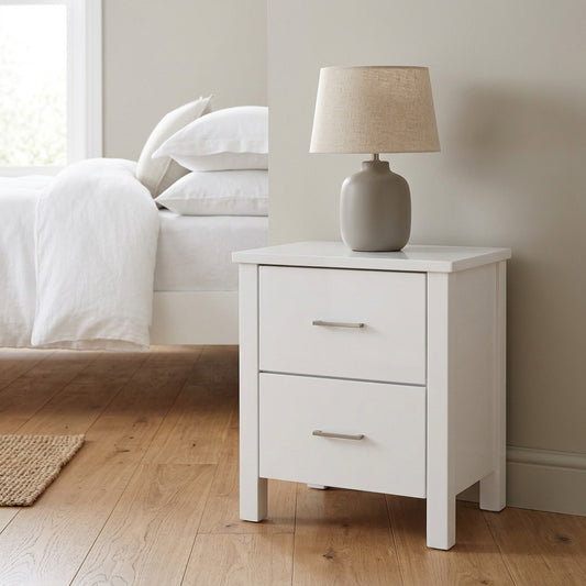 Bella 2 Drawer Bedside - White Colour