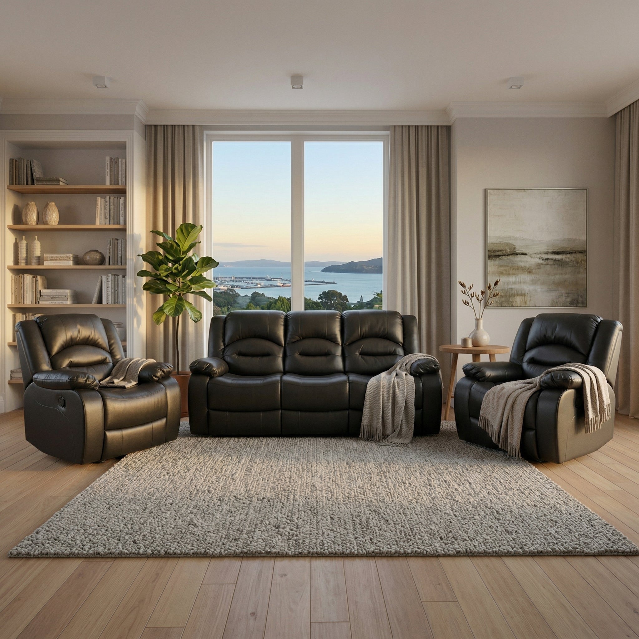 Heaven Recliner Suite Black | Furniture World NZ