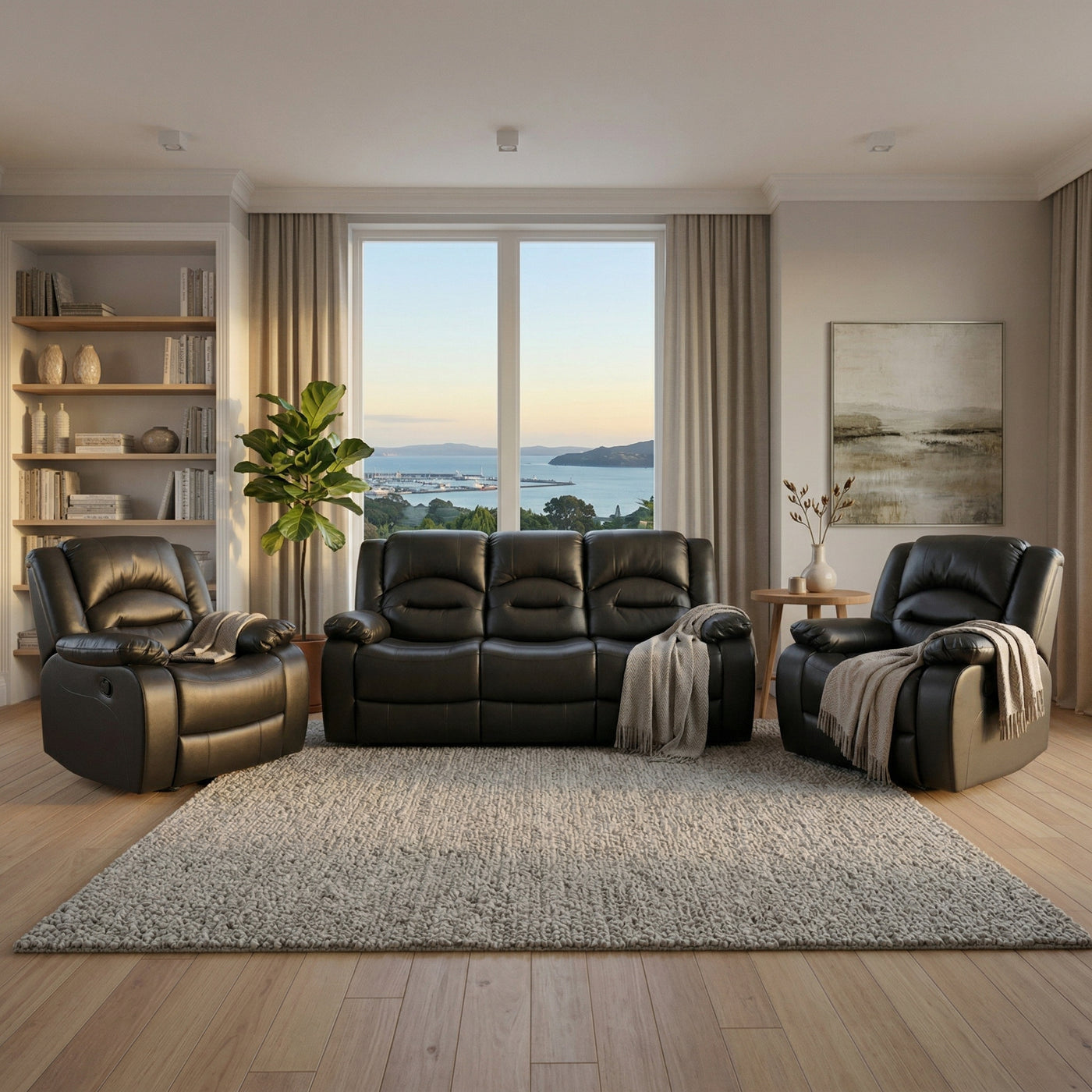 Heaven Recliner Suite Black | Furniture World NZ