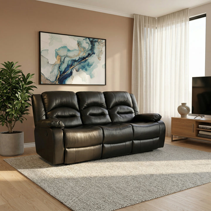 Heaven 3 Seater Recliner Black | Furniture World NZ