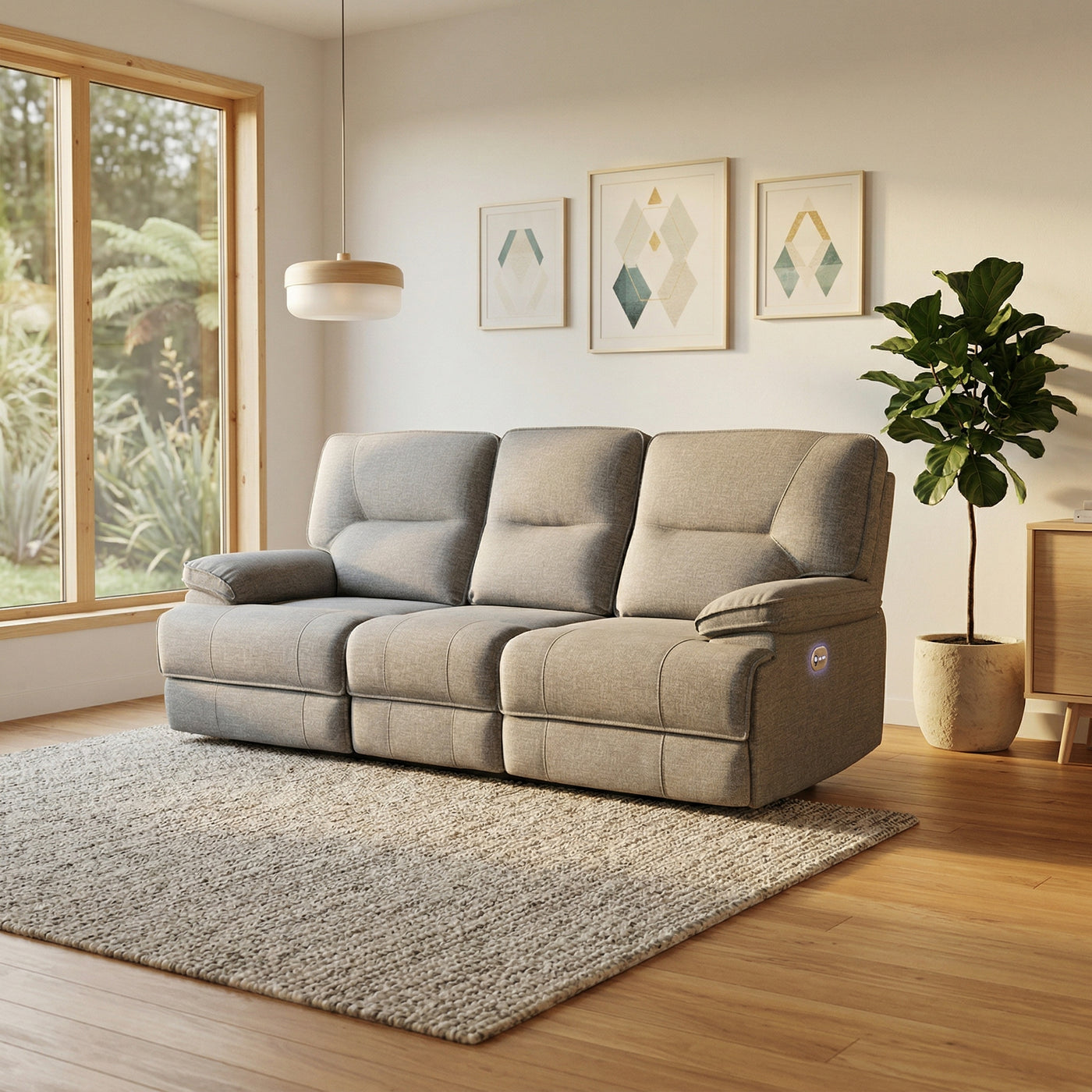 MARYLAND FABRIC 3RR Recliner Power with USB | Furniture World NZ