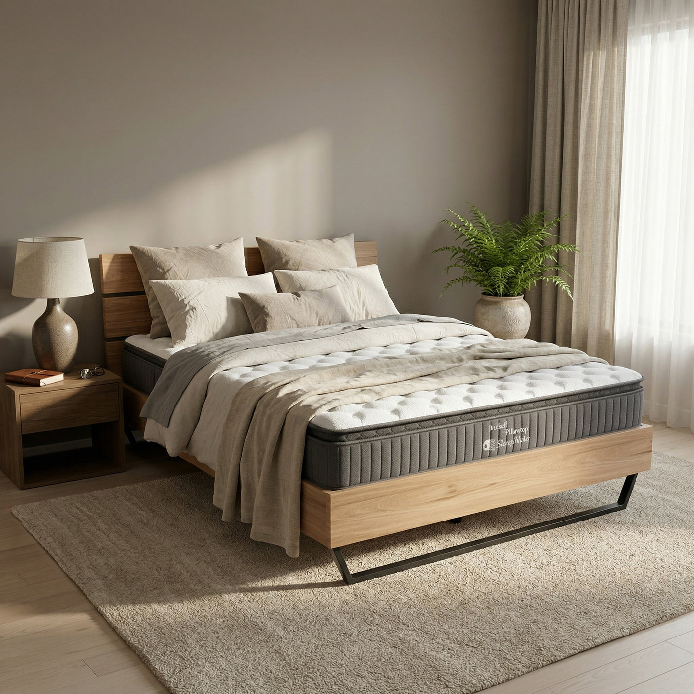 GrainCraft Bed Frame + Sleeptime Pocket Pillowtop Mattress Queen | Furniture World NZ