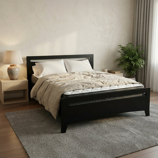 Henley Bed Frame Black + SleepTime Medium Mattress Queen | Furniture World NZ