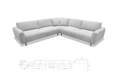Avion 5 Seater Modular Glamour Sofa – Frost - Side View | Furniture World NZ