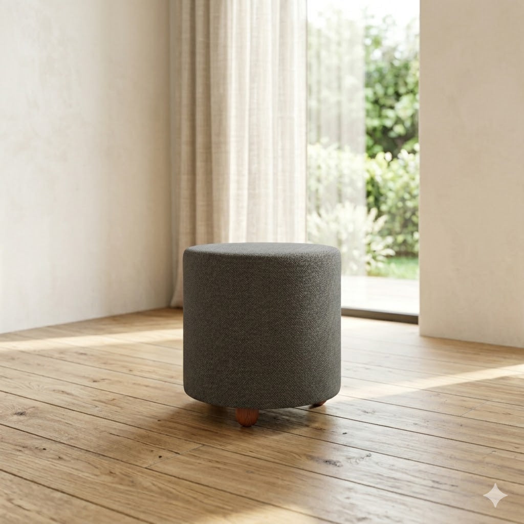 NZ Made Luna Foot Stool Round - Side View | Furniture World NZ