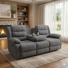 Lush Recliner 3 Seater with Cup Holder Dark Grey
