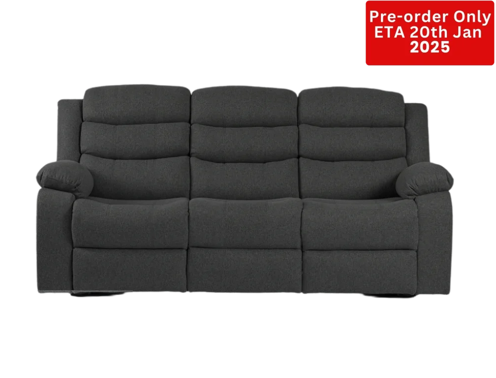 Lush Recliner 3 Seater With Cup Holder Dark Grey- Pre-Order