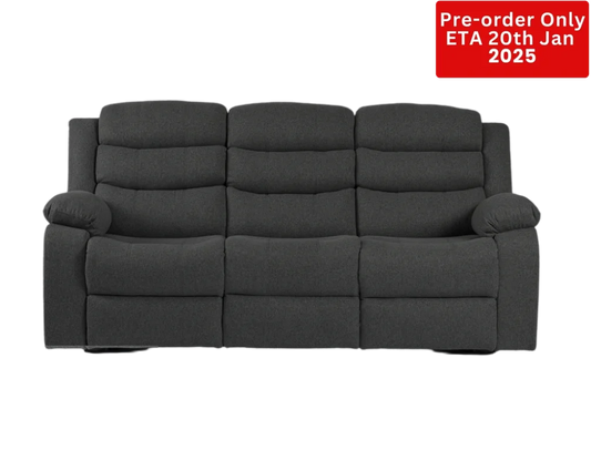 Lush Recliner 3 Seater With Cup Holder Dark Grey- Pre-Order