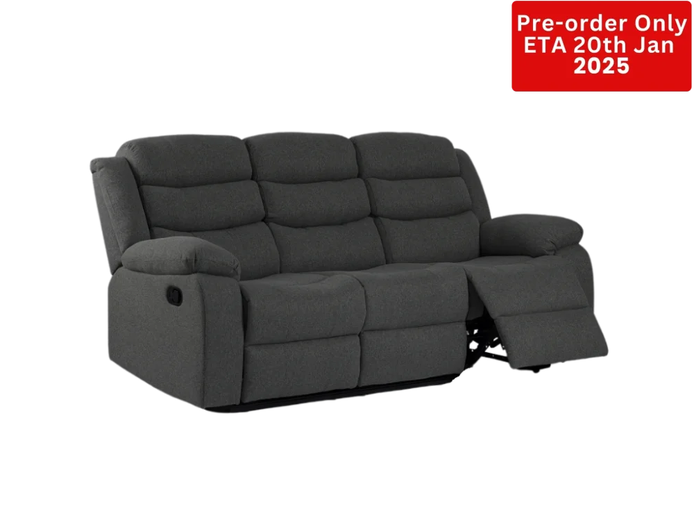 Lush Recliner 3 Seater With Cup Holder Dark Grey- Pre-Order