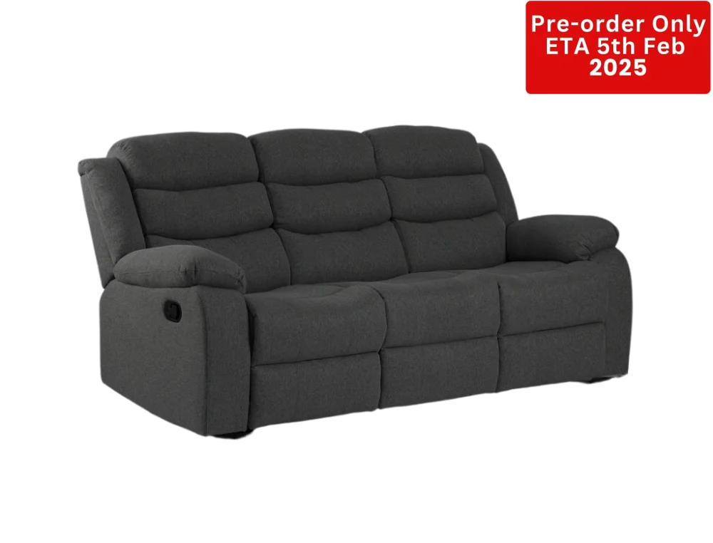 Lush Recliner 3 Seater With Cup Holder Dark Grey- Pre-Order