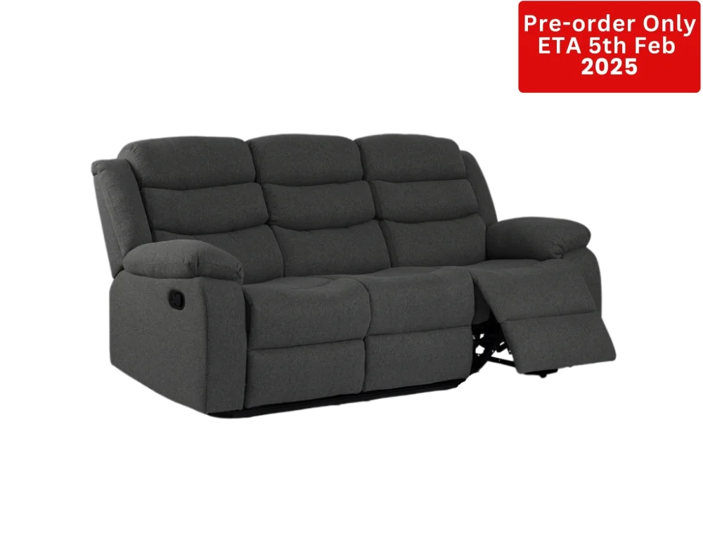 Lush Recliner 3 Seater With Cup Holder Dark Grey- Pre-Order