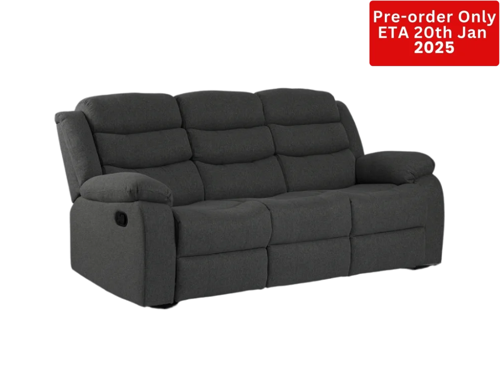 Lush Recliner 3 Seater With Cup Holder Dark Grey- Pre-Order