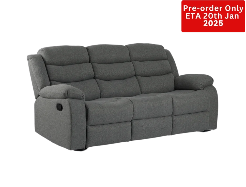 Lush Recliner 3 Seater With Cup Holder Dark Grey- Pre-Order