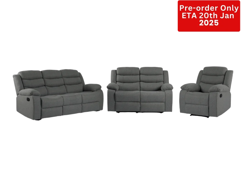 Lush Recliner Suite Collection Linen Dark Grey- Pre-Order 3 + 2 + 1 Seater