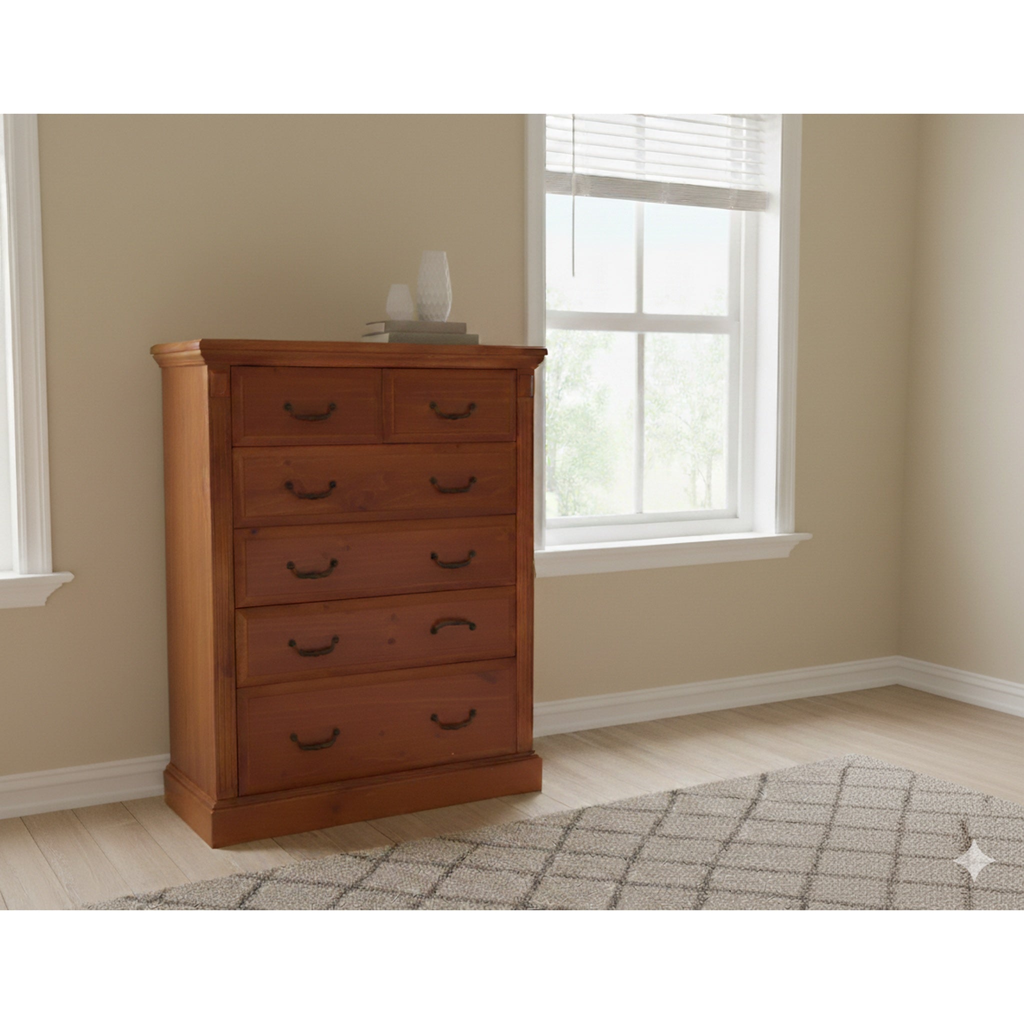 Serena 6 Drw Tallboy - Side View | Furniture World NZ