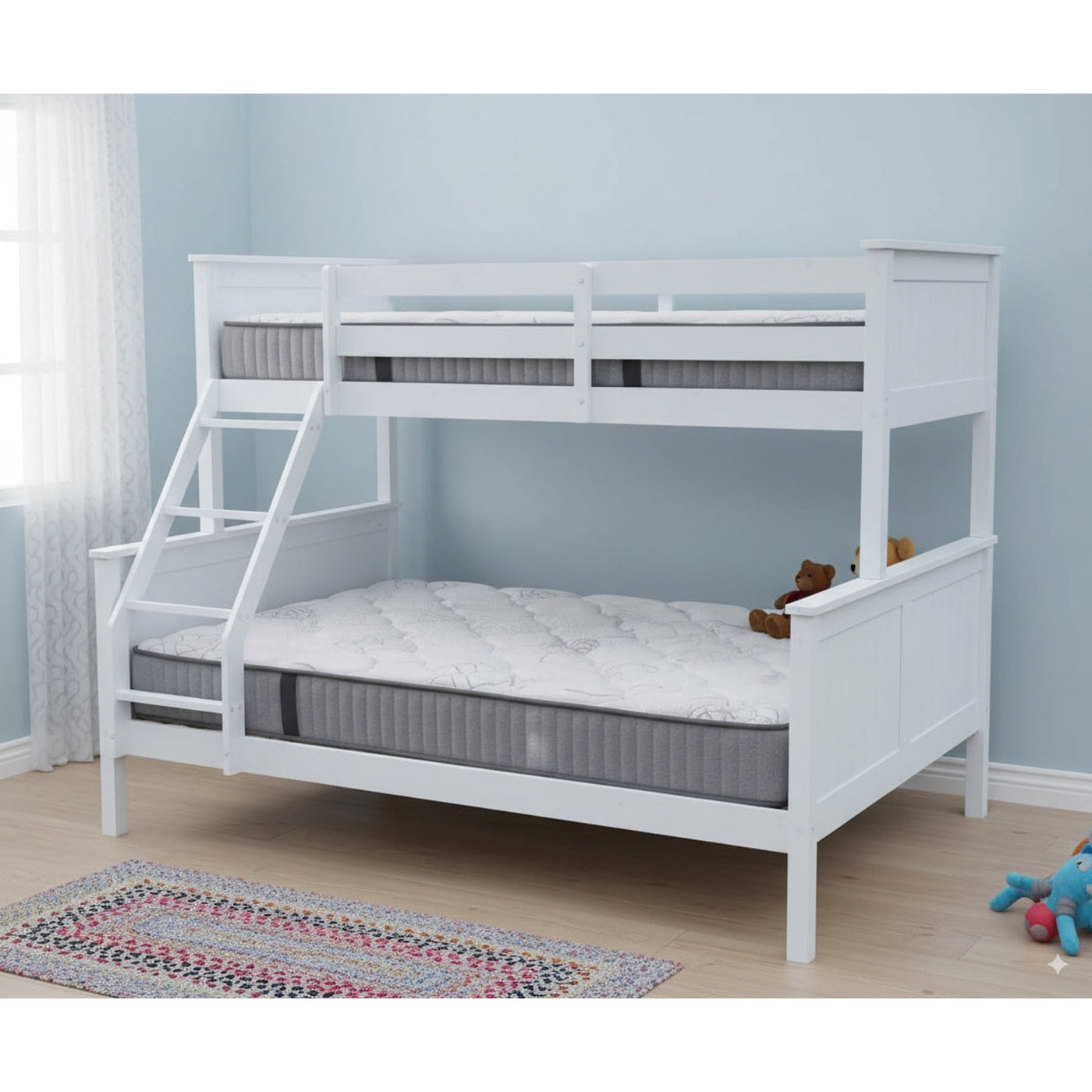 Unity Bunk (S+D) White (with Mattress) | Furniture World NZ
