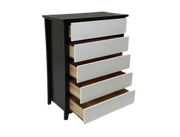 Maverick 5 Drw Tallboy (Black/White) Bedroom Furniture Sets