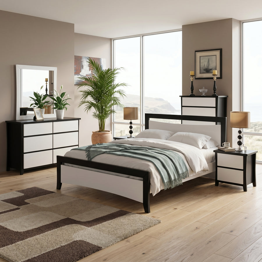 Maverick 7 Pcs Bedroom Suite (Black/White) | Furniture World NZ