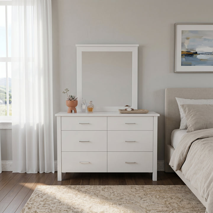 Bella 6 Drw White Dresser / Mirror | Furniture World NZ