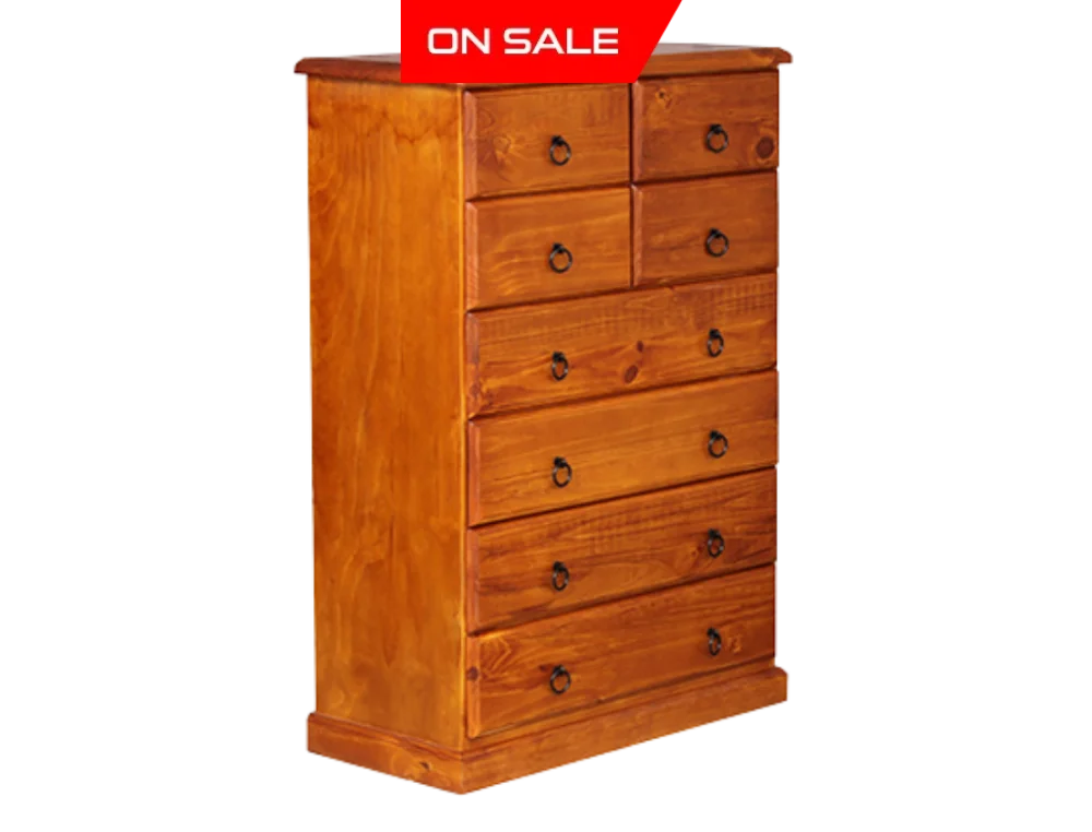 Nestheaven 8 Drw Tallboy Honey Bedroom Furniture Sets