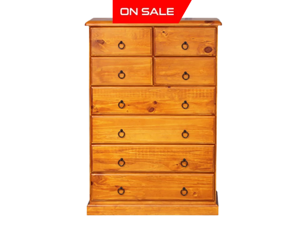 Nestheaven 8 Drw Tallboy Honey Bedroom Furniture Sets