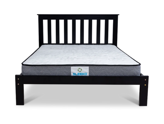 Nestheaven Bed Frame Black + Sleeko Bonnel Spring Mattress