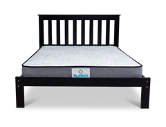 NestHeaven Bed Frame Black + Sleeko Bonnel Spring Mattress