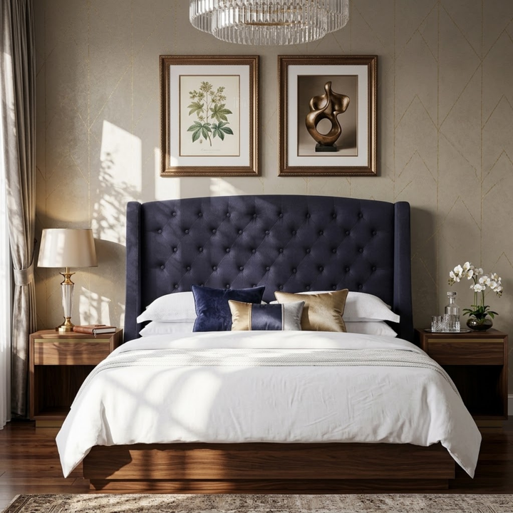 HH22 Newmarket Dark Grey Fabric Headboard