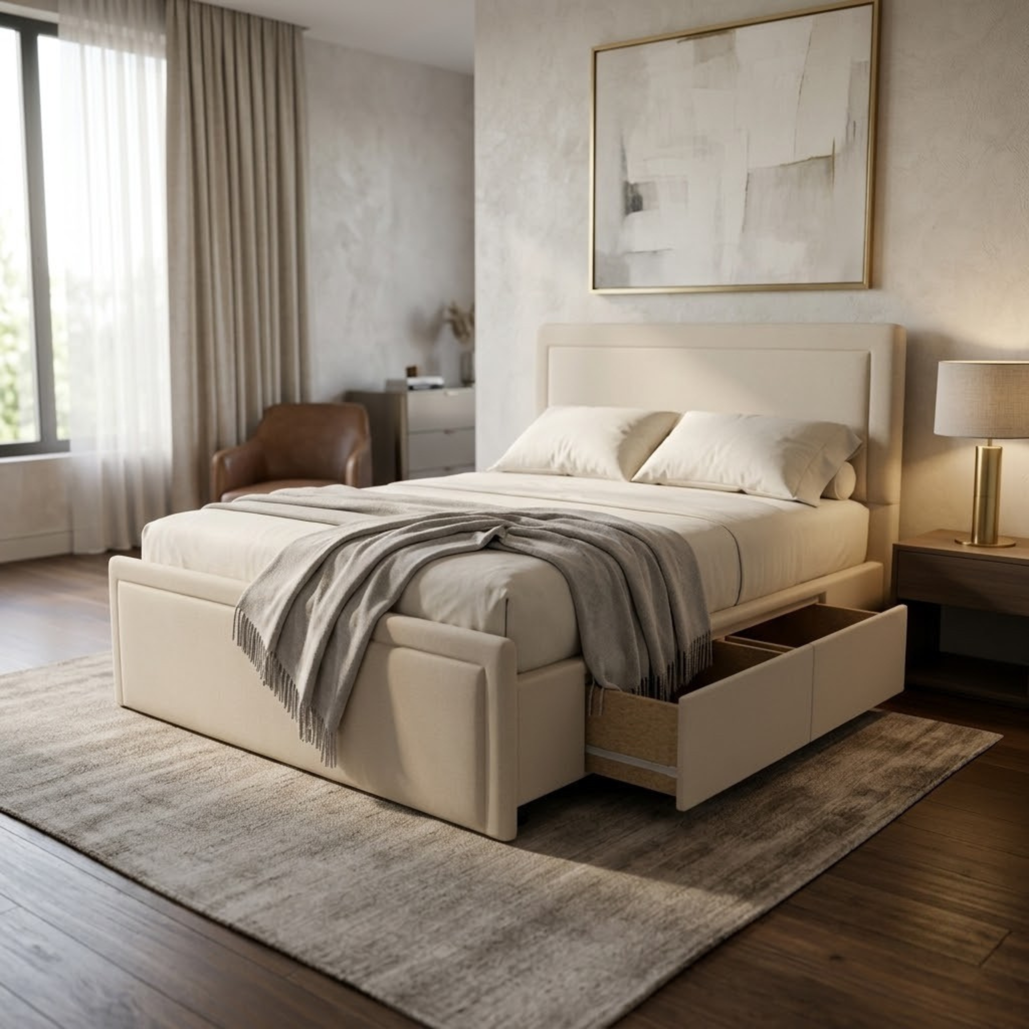 NZ Made Amber Bed Frame With Drawers