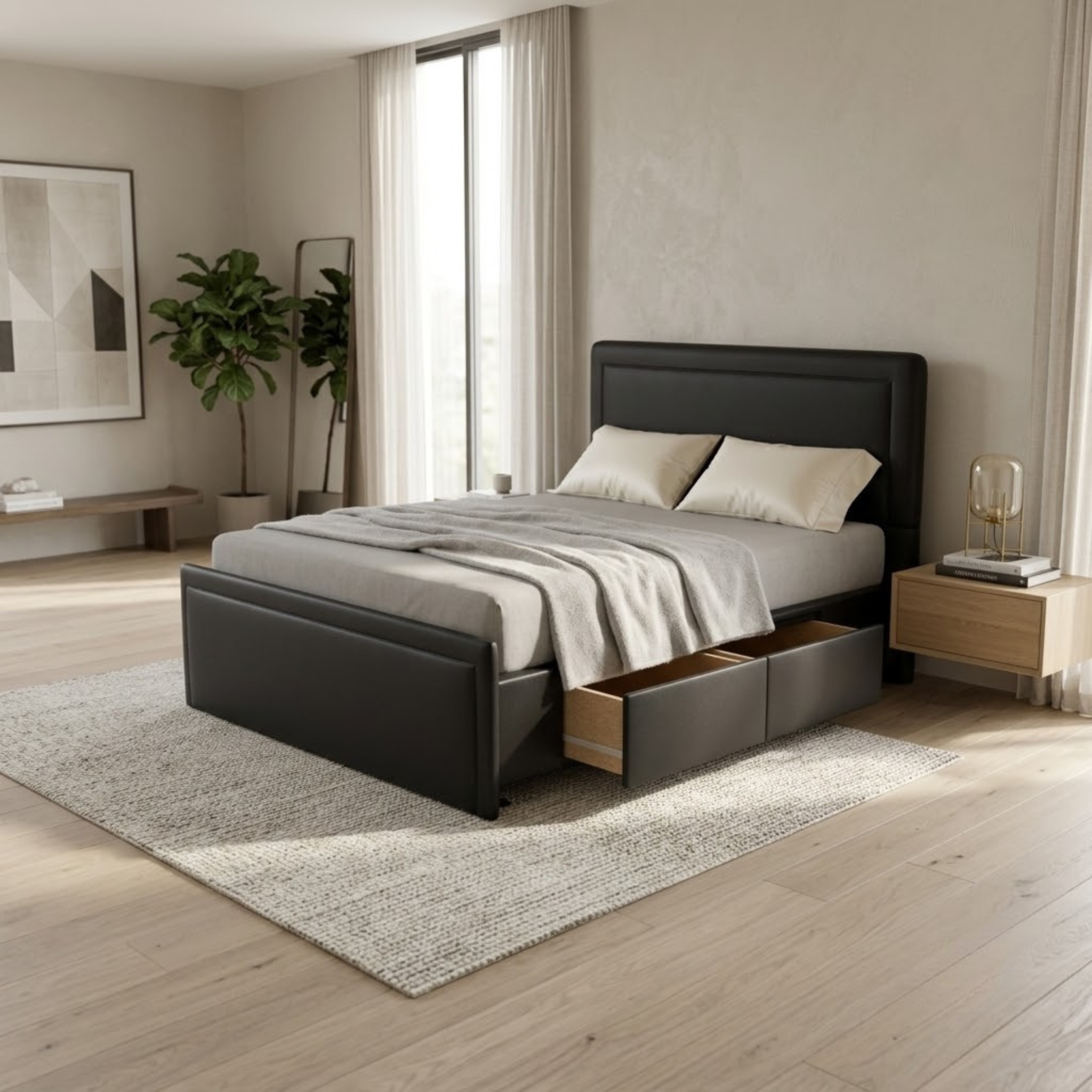 NZ Made Amber Bed Frame With Drawers