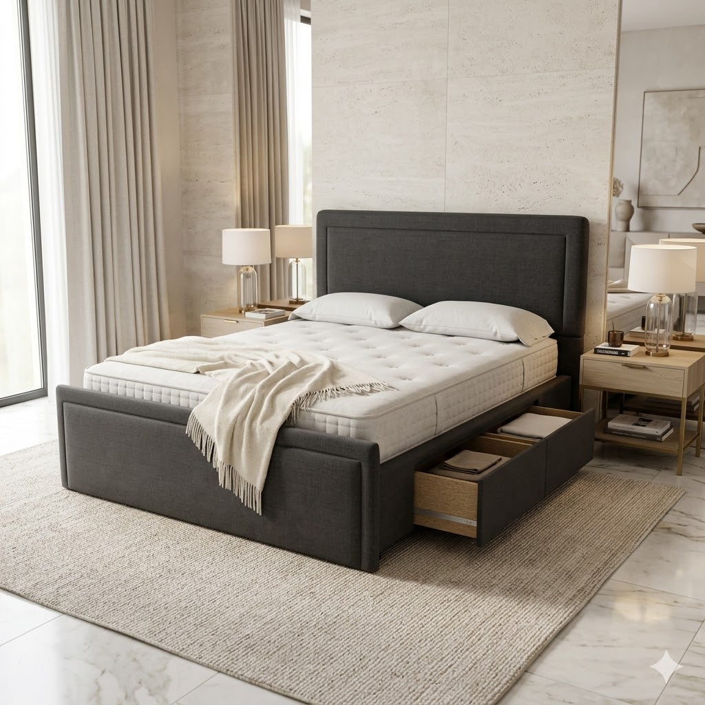 NZ Made Amber Bed Frame With Drawers