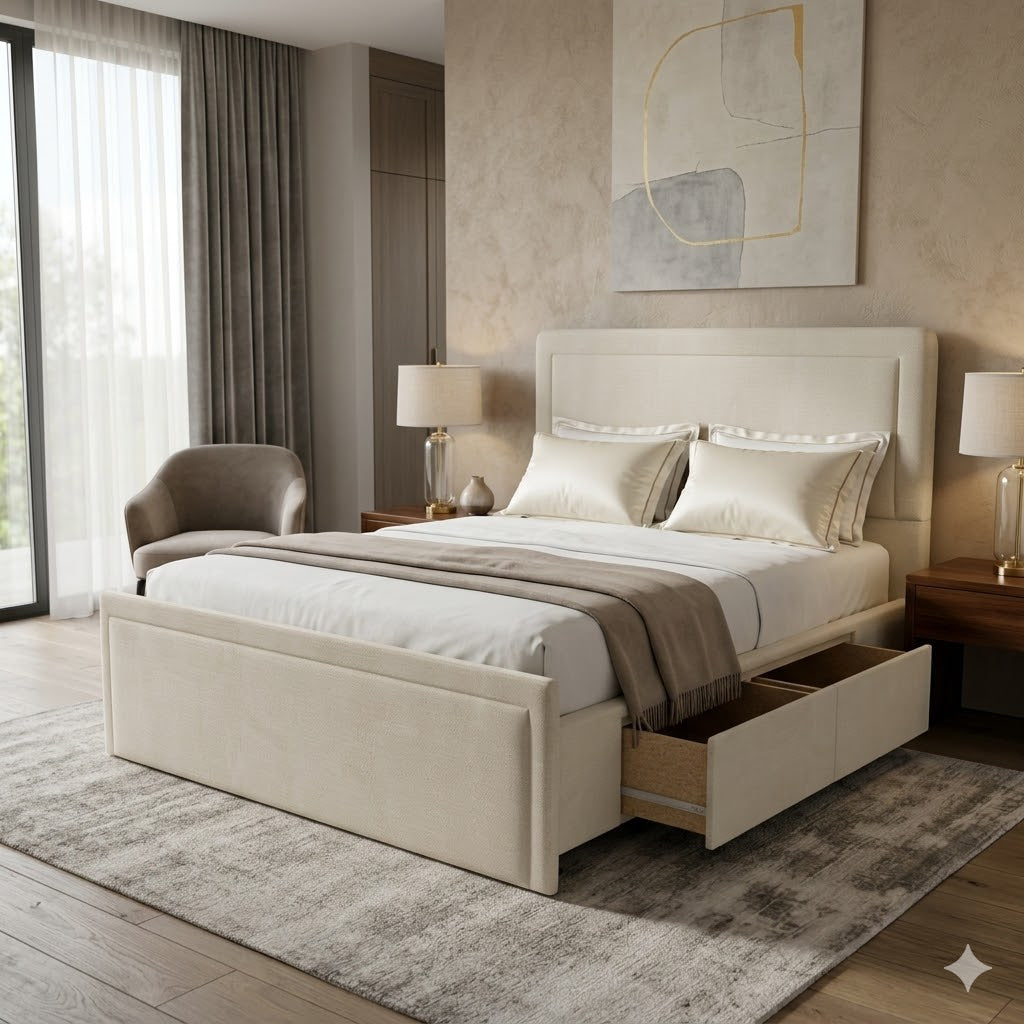 NZ Made Amber Bed Frame With Drawers