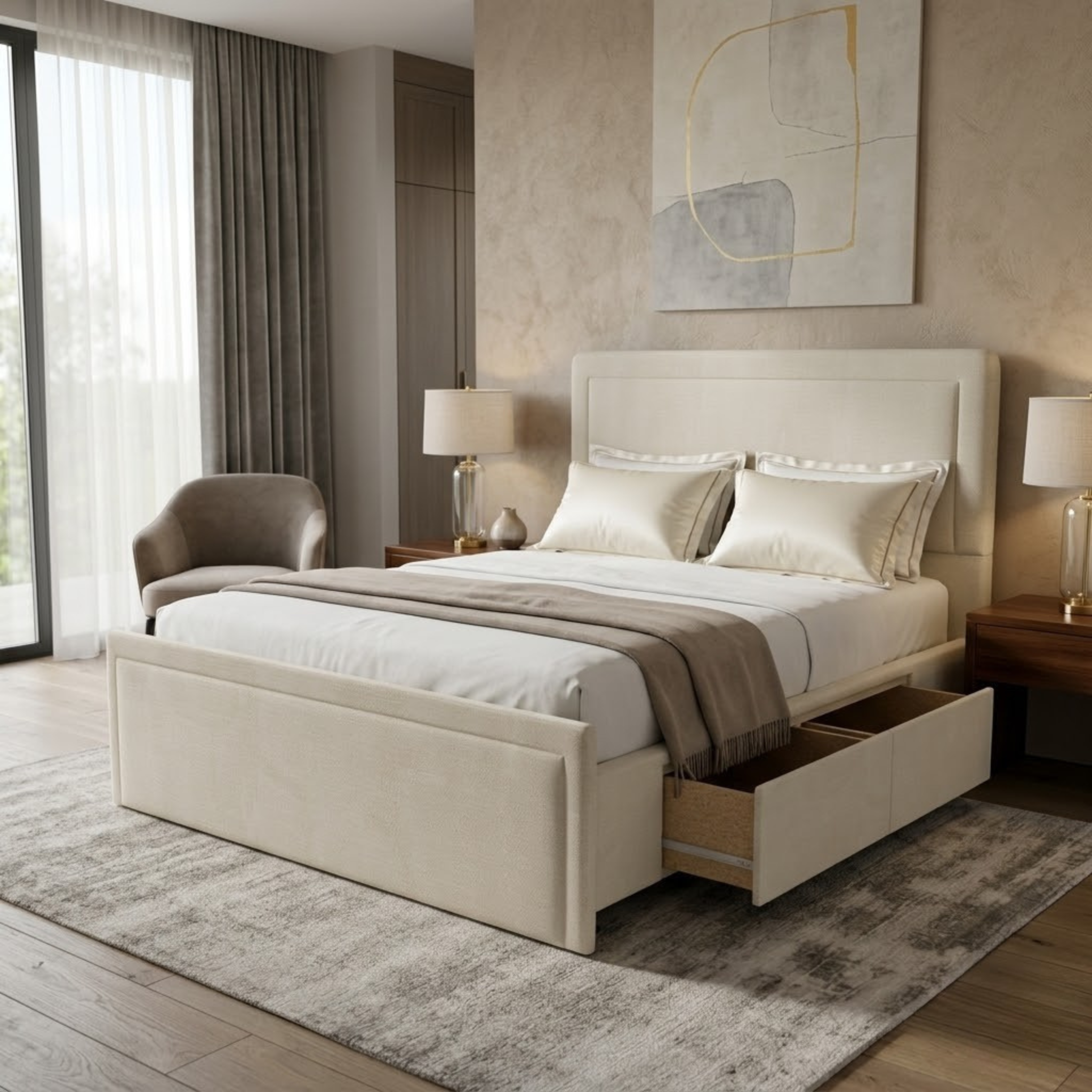 NZ Made Amber Bed Frame With Drawers