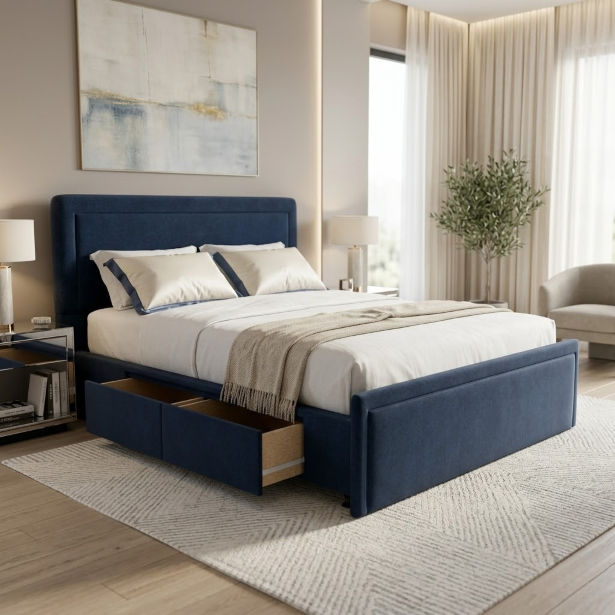 NZ Made Amber Bed Frame With Drawers