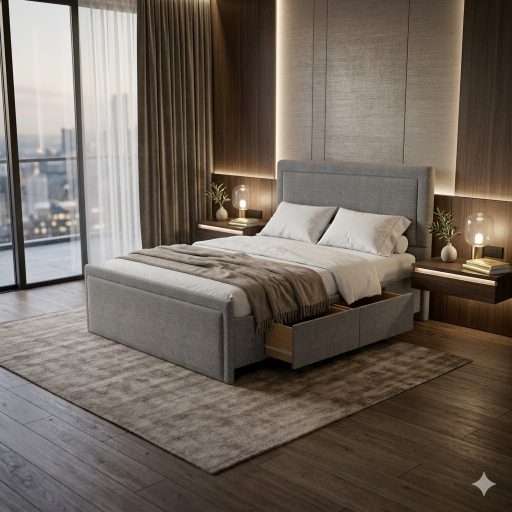 NZ Made Amber Bed Frame With Drawers
