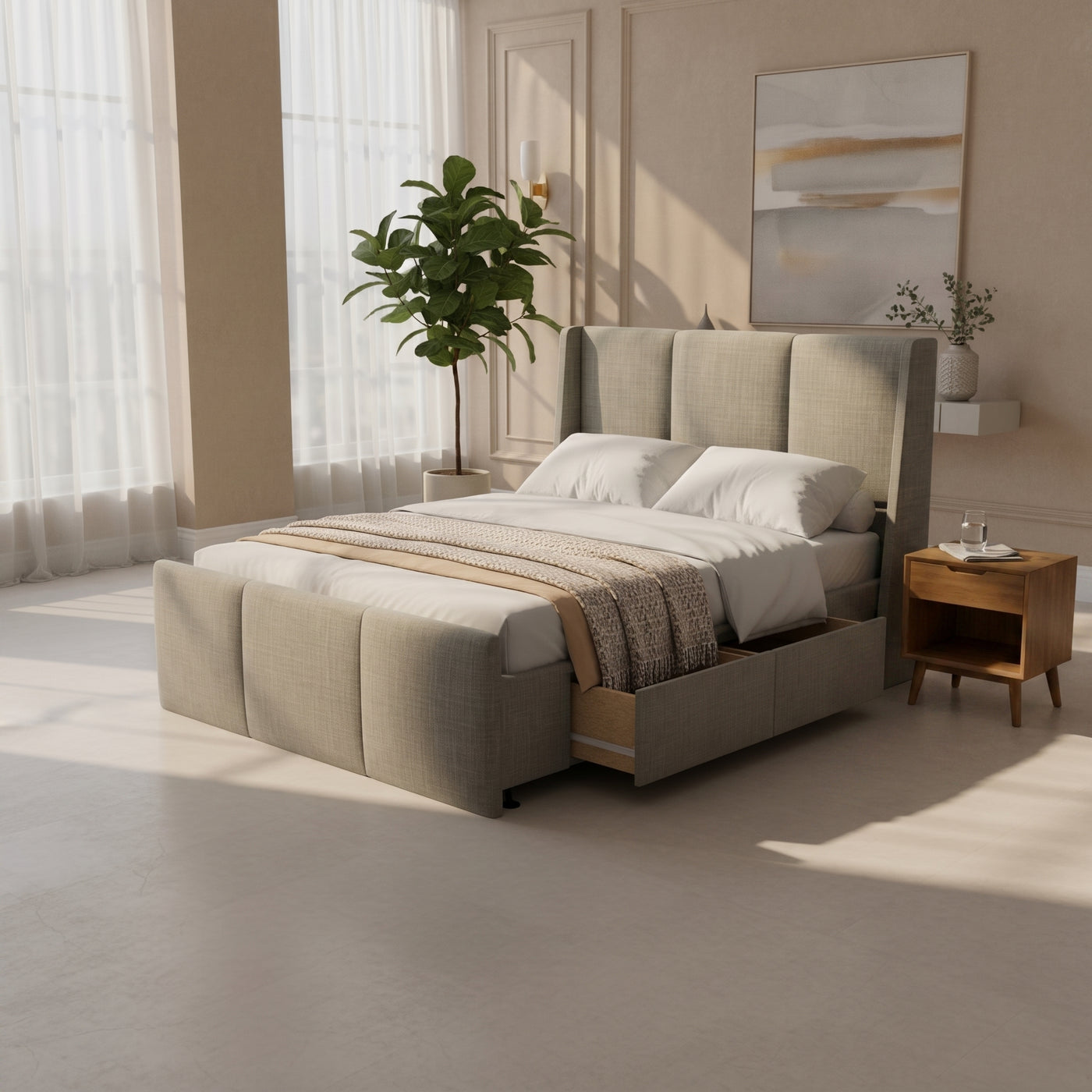NZ Made Cascade Bed Frame With Drawers + Bliss Max Medium Mattress | Furniture World NZ