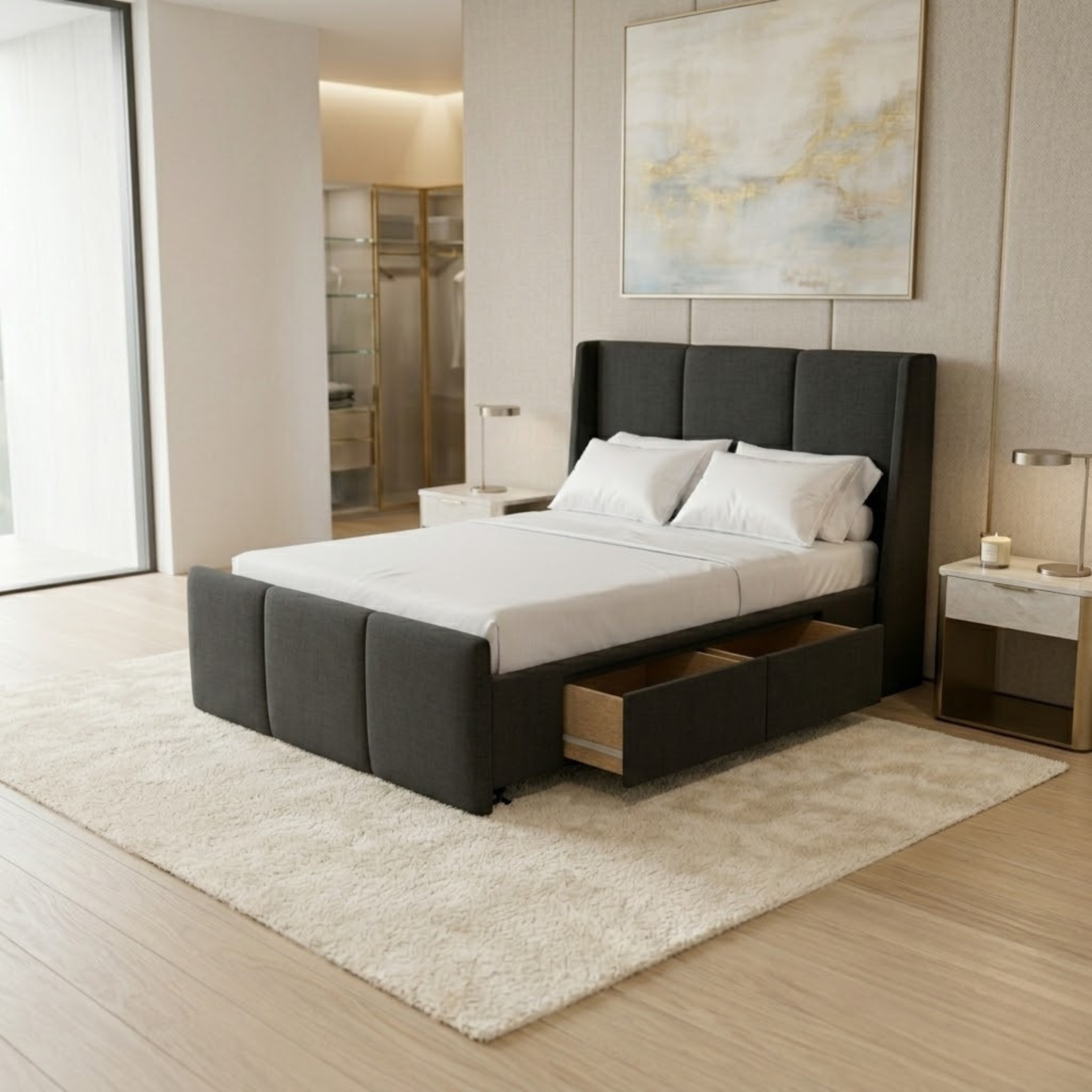 NZ Made Cascade Bed Frame With Drawers