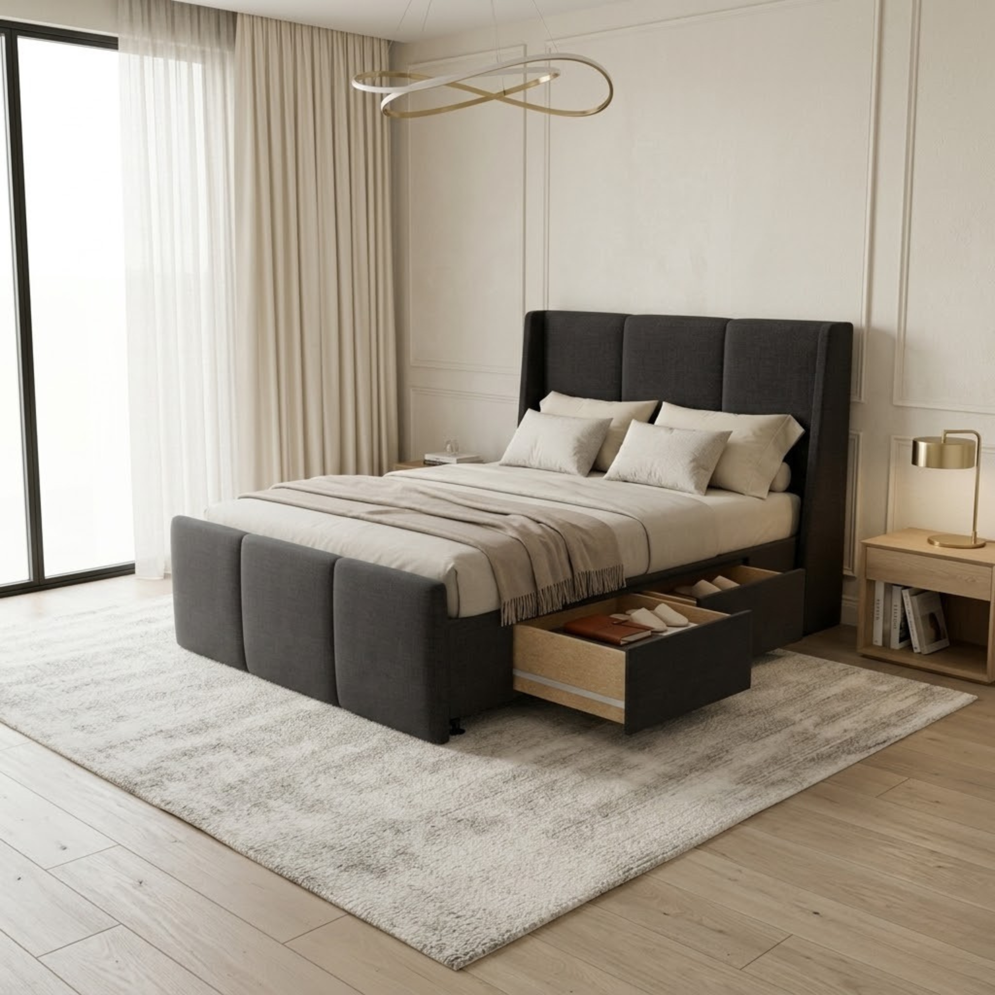 NZ Made Cascade Bed Frame With Drawers